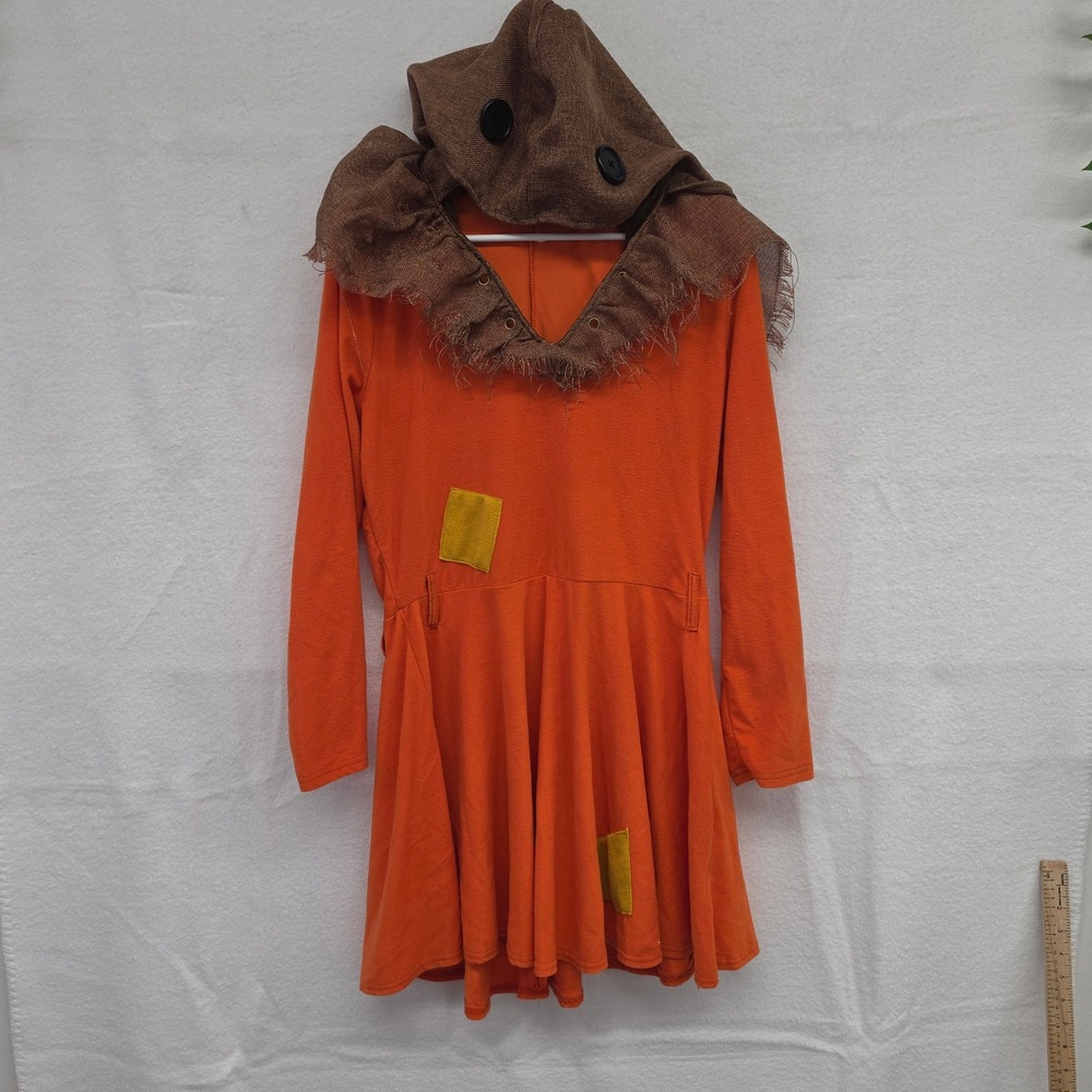Trick r Treat Sam Costume Dress Orange Long Sleeve with Burlap Hood XL Horror